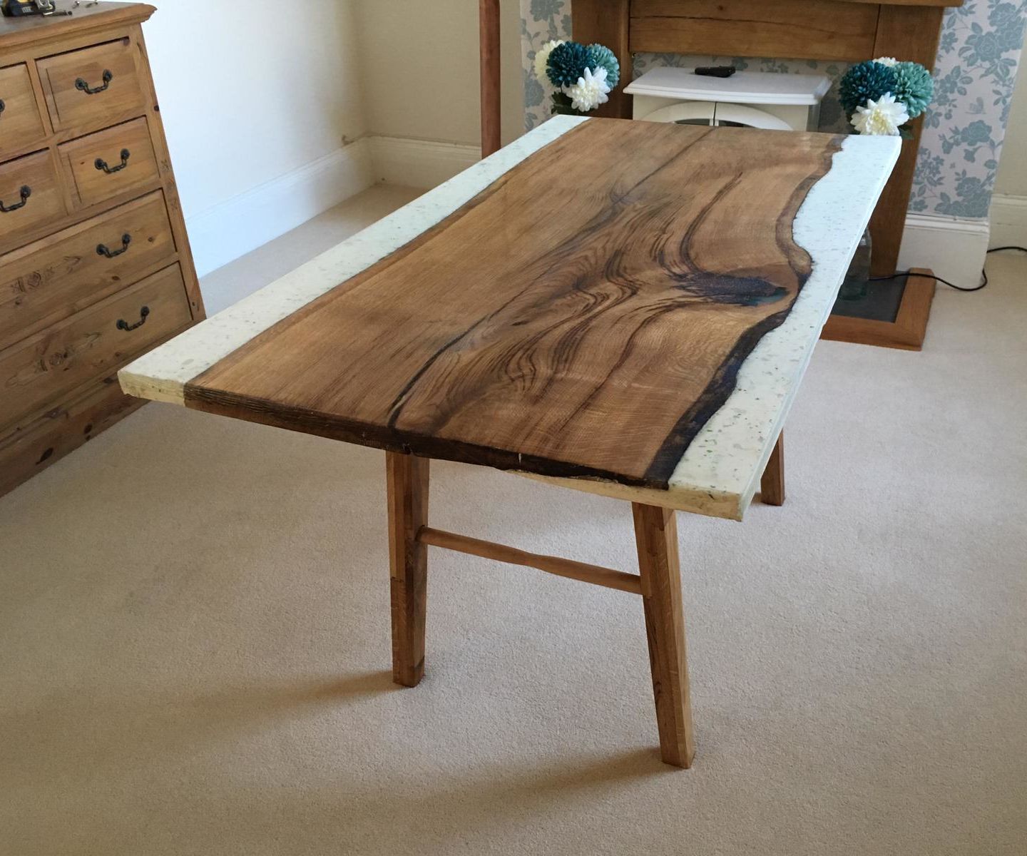 Oak & Concrete Dining Room Table 