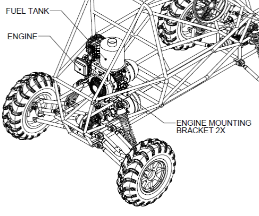 Baja Vehicle Engine and Gas Tank Mounting