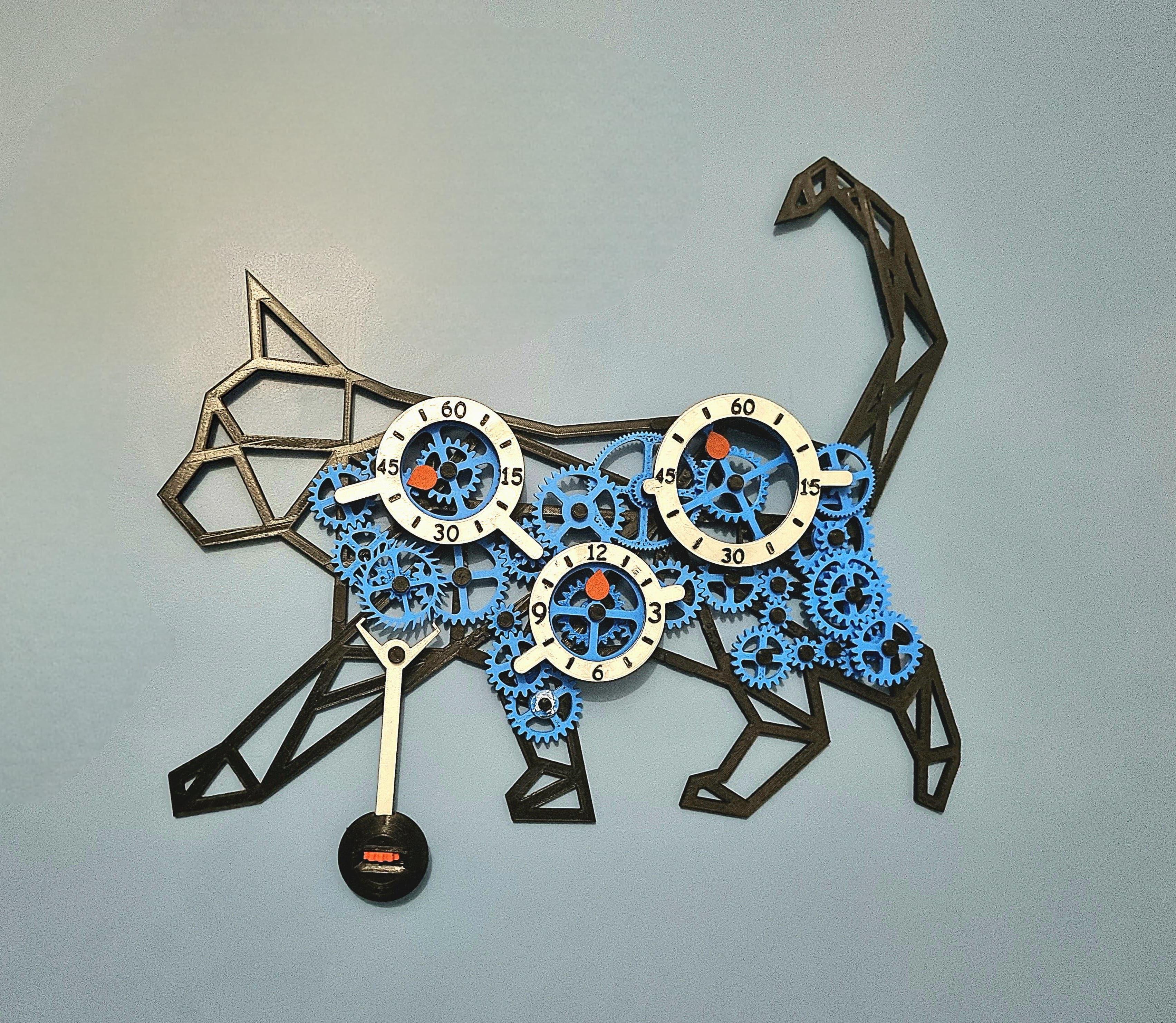 DIY 3D Printed Mechanical Cat Clock
