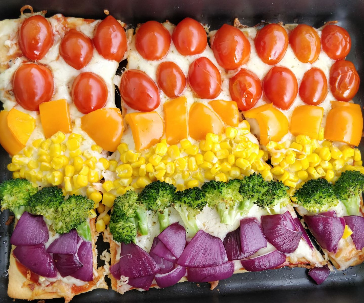 Rainbow Veggie Flatbread Pizza