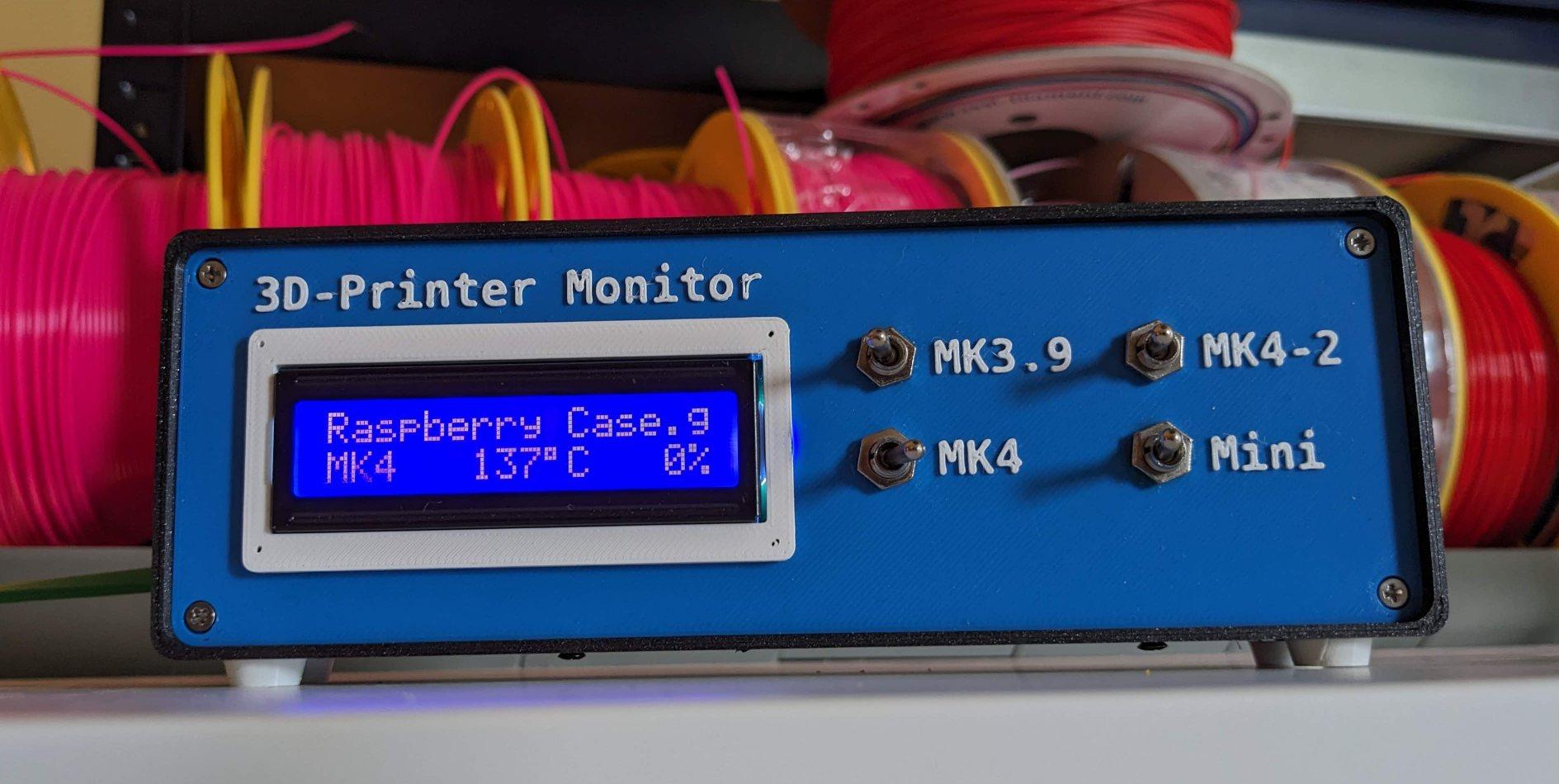 3D Printer Monitor With LCD for Up to Four 3D Printers (via Wifi or Octoprint)