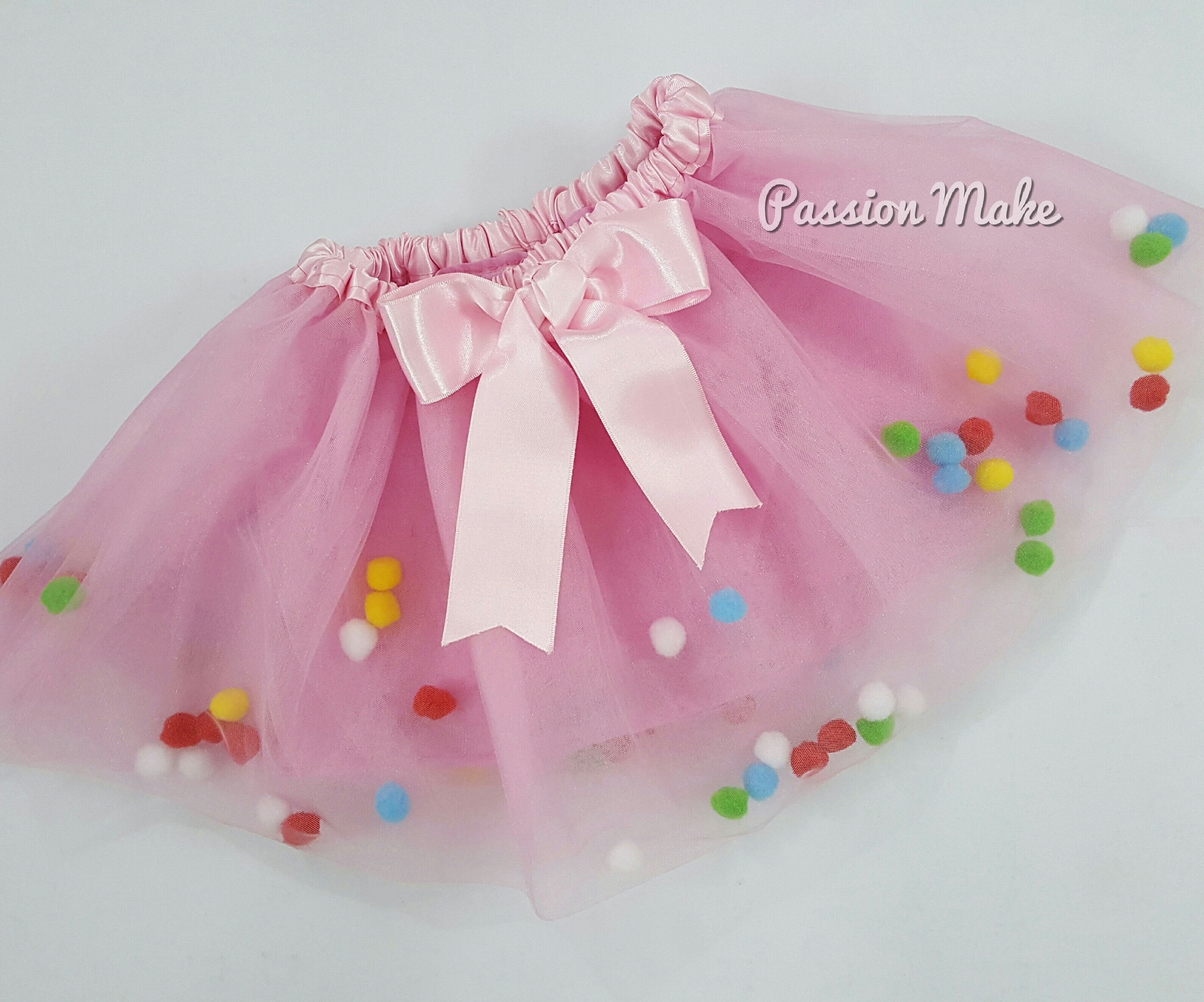 Rainbow Pom Pom Tutu Dress