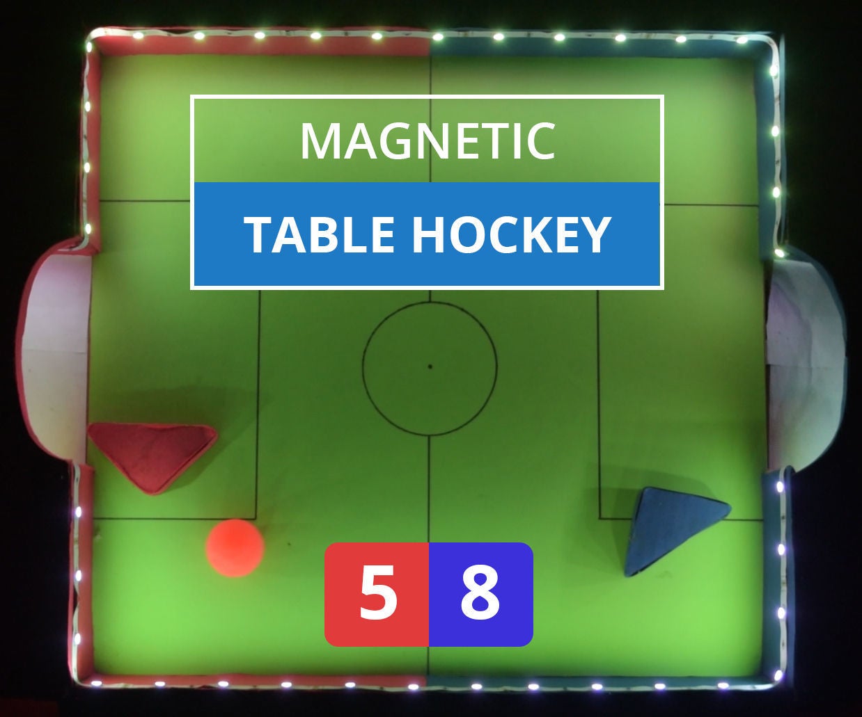 DIY Magnetic Table Hockey With Cardboard, RGB Lights and Sensors