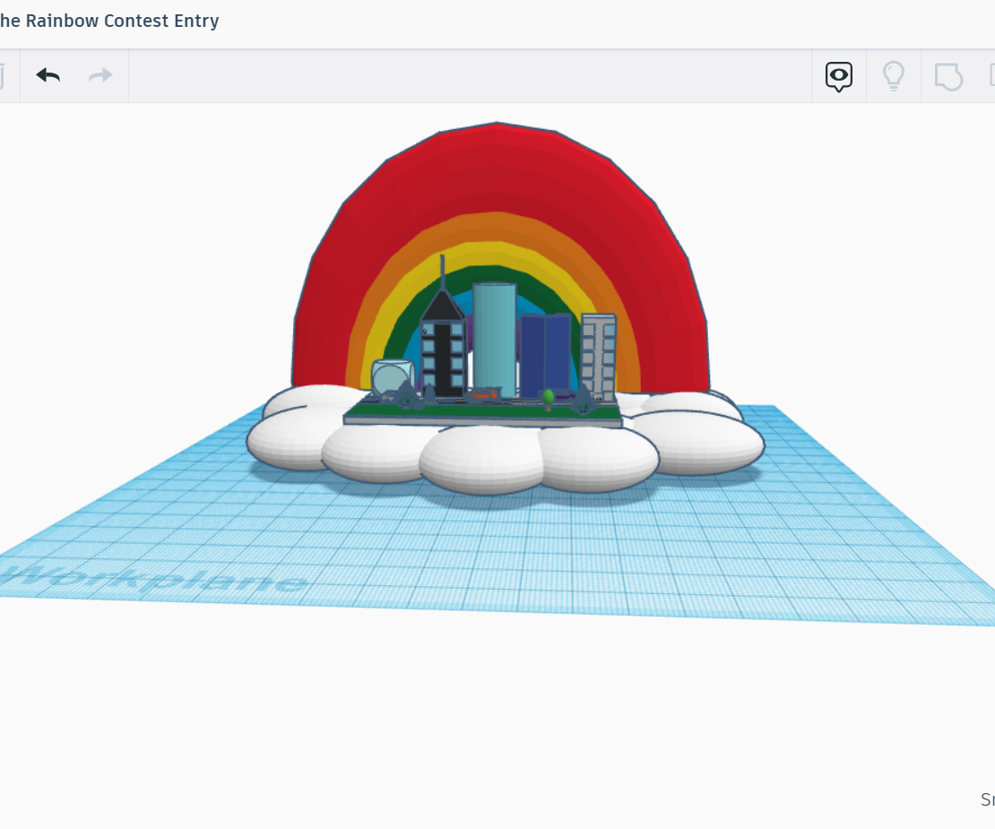 Floating City With Rainbow in Tinkercad