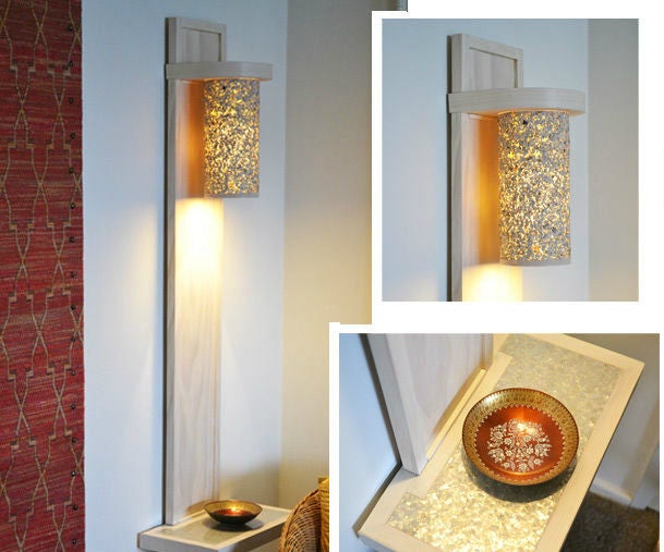 DIY Wall Lamp / Sconce With a Shelf Made With Hand Tools