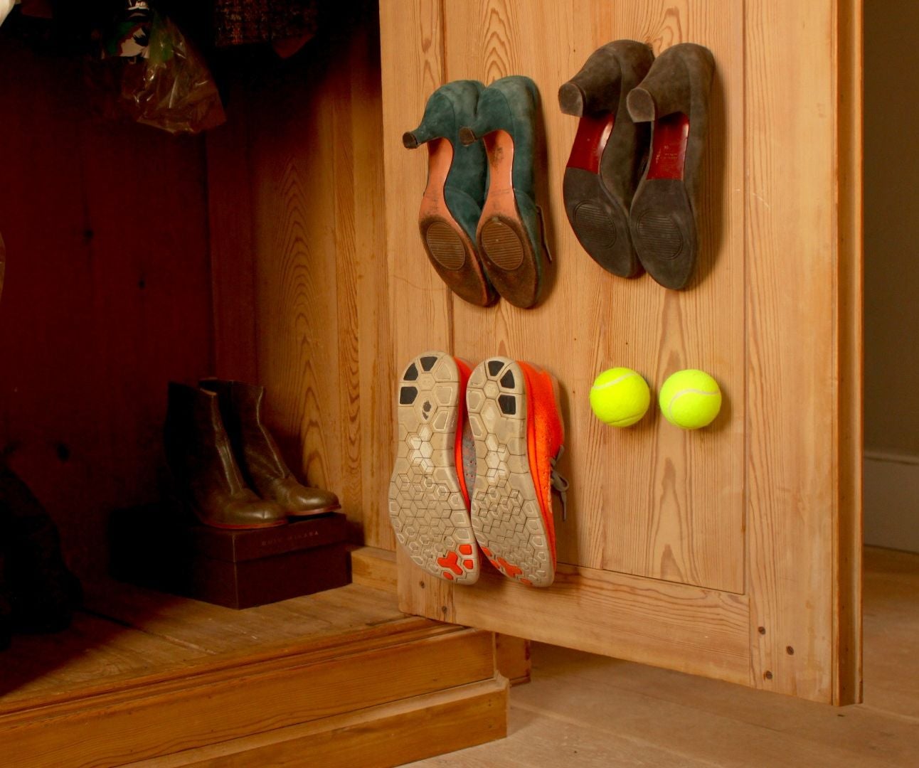 Store Your Shoes Using Tennis Balls!