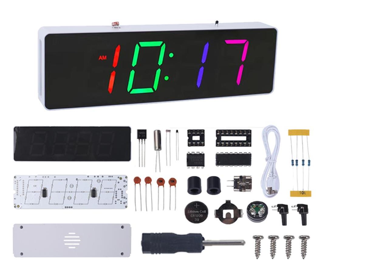 Colorful LED Electronic Clock Kit Soldering Project