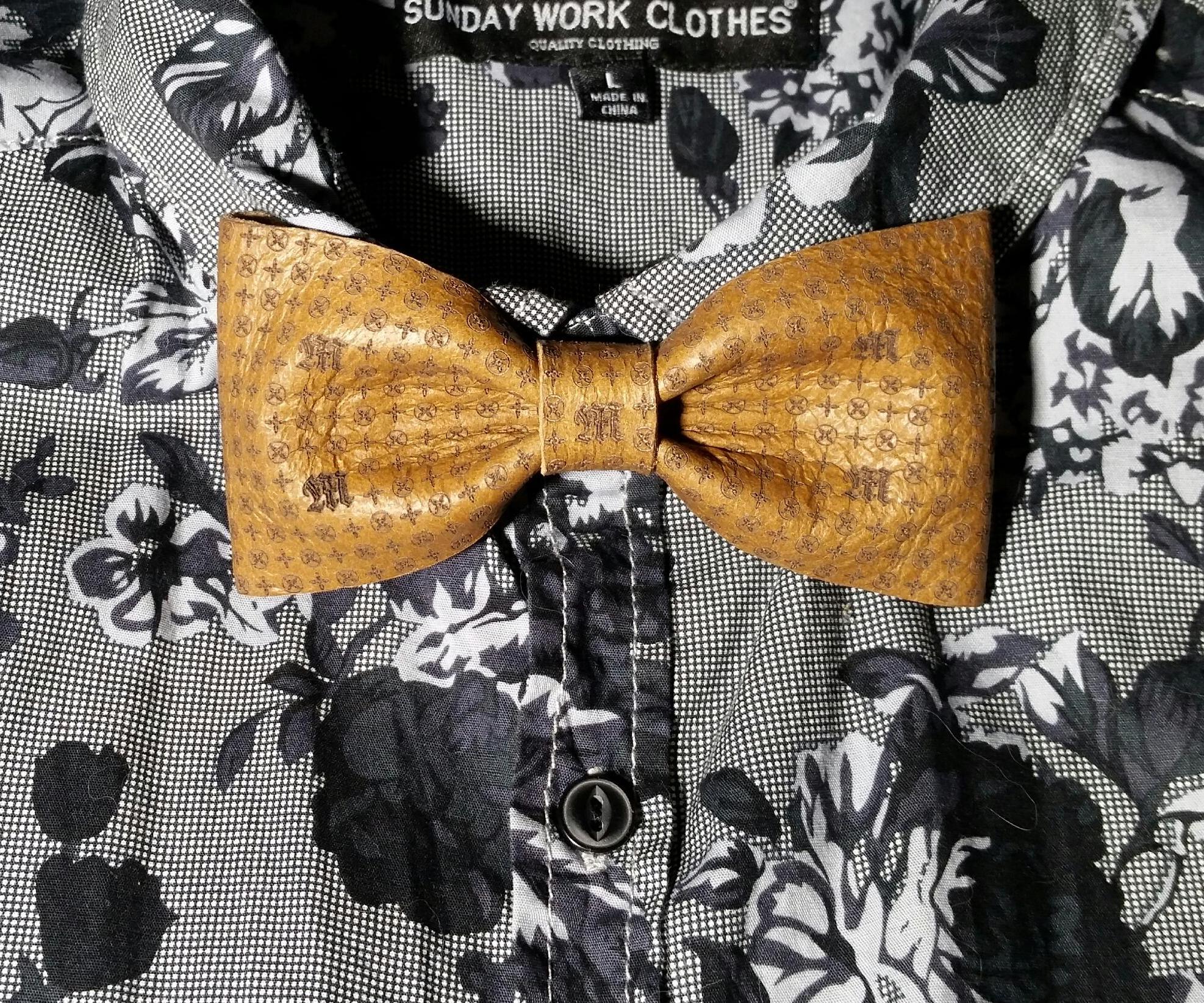 Monogram Leather Clip-on Bow Tie