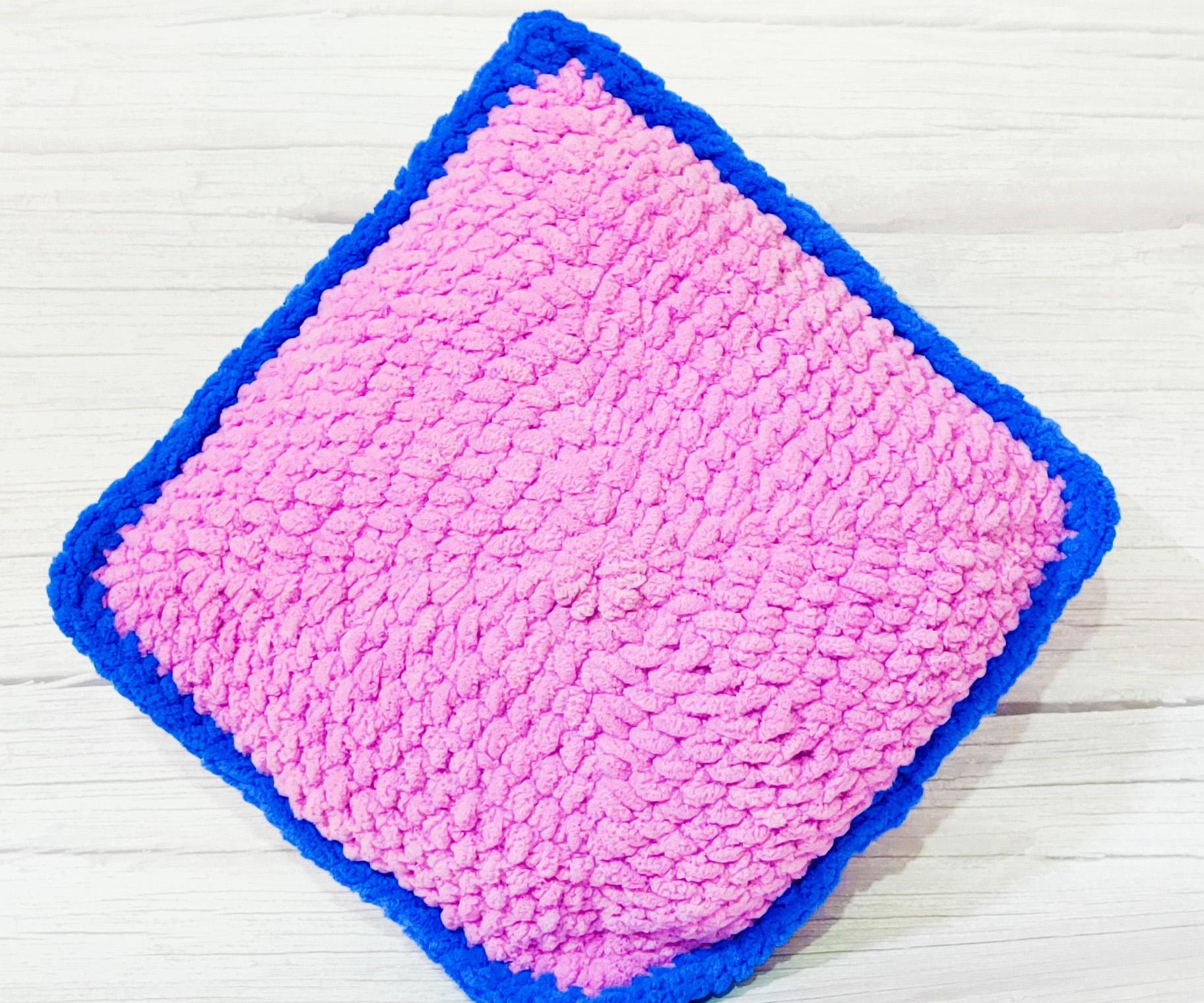 Cozy Square Crochet Plush Pillow