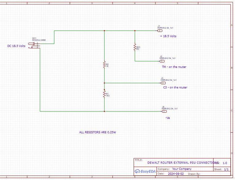 EASY EXTERNAL PSU ADAPTER FOR DEWALT DCW600B ROUTER WHICH CAN BE USED WITH JENMITSU 4040PRO