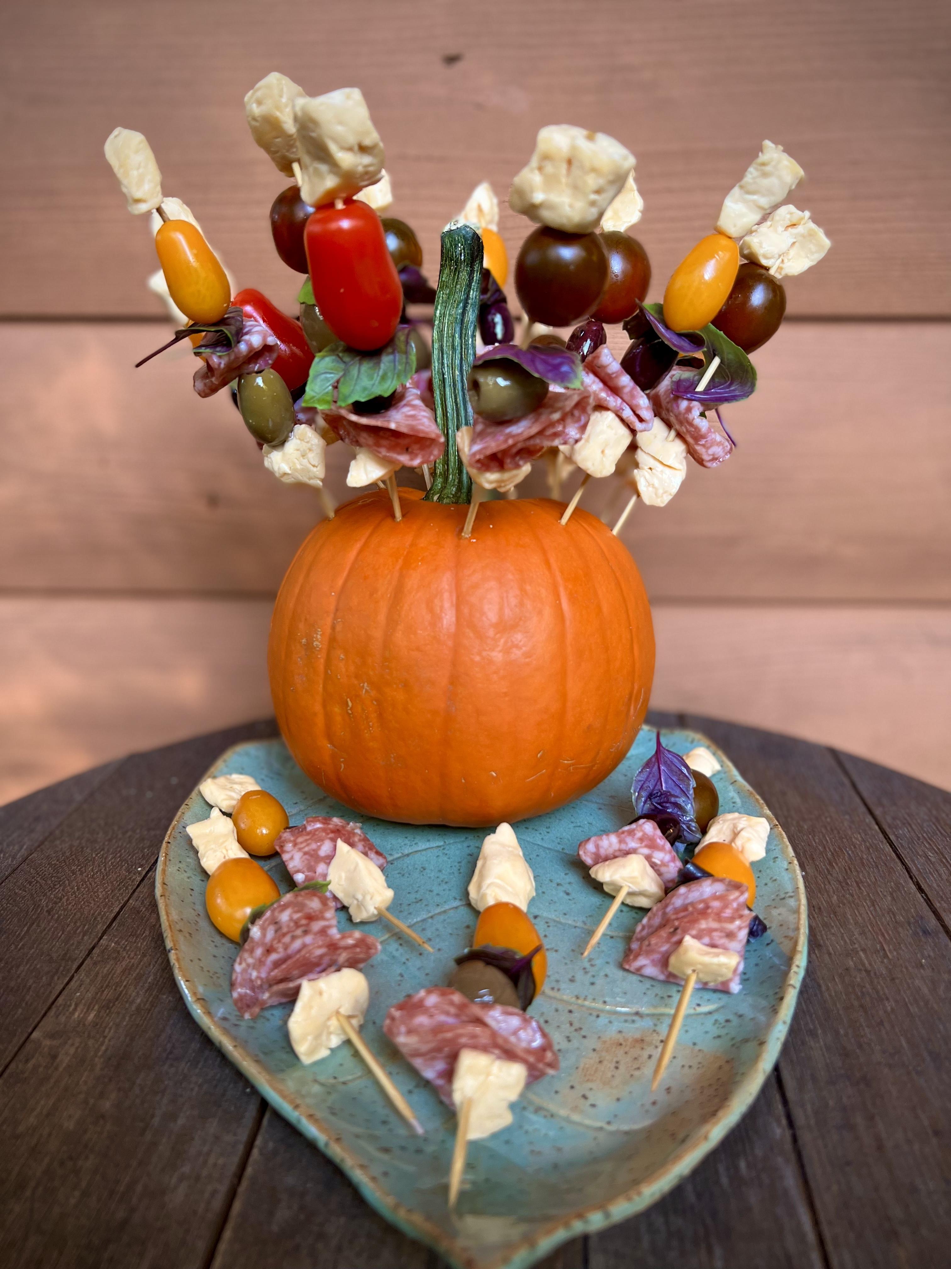 Cheese and Charcuterie on a Pumpkin