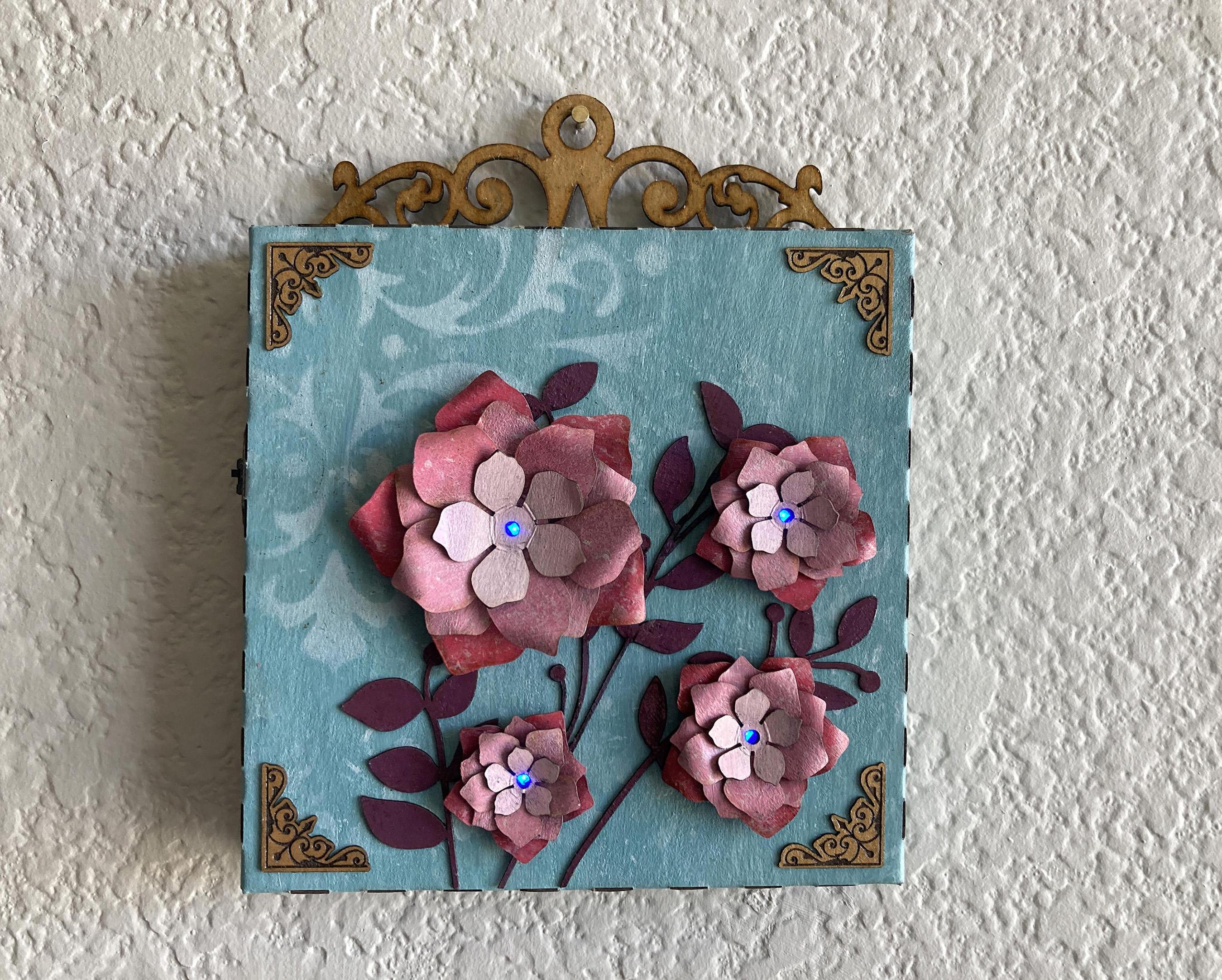 Cardboard Floral Wall Art With Lights