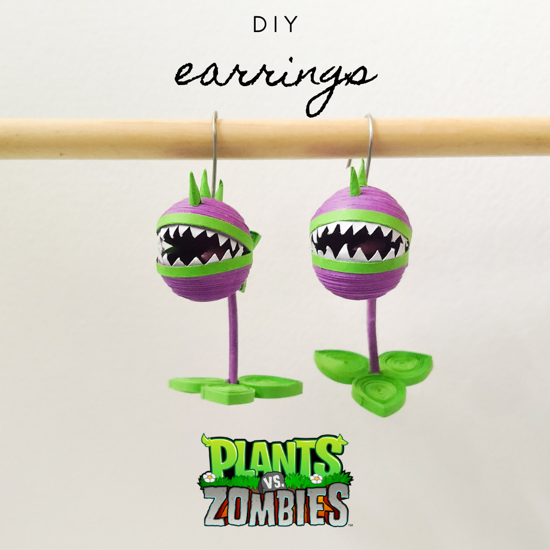 Paper Quilled Earrings | Plants Vs Zombies