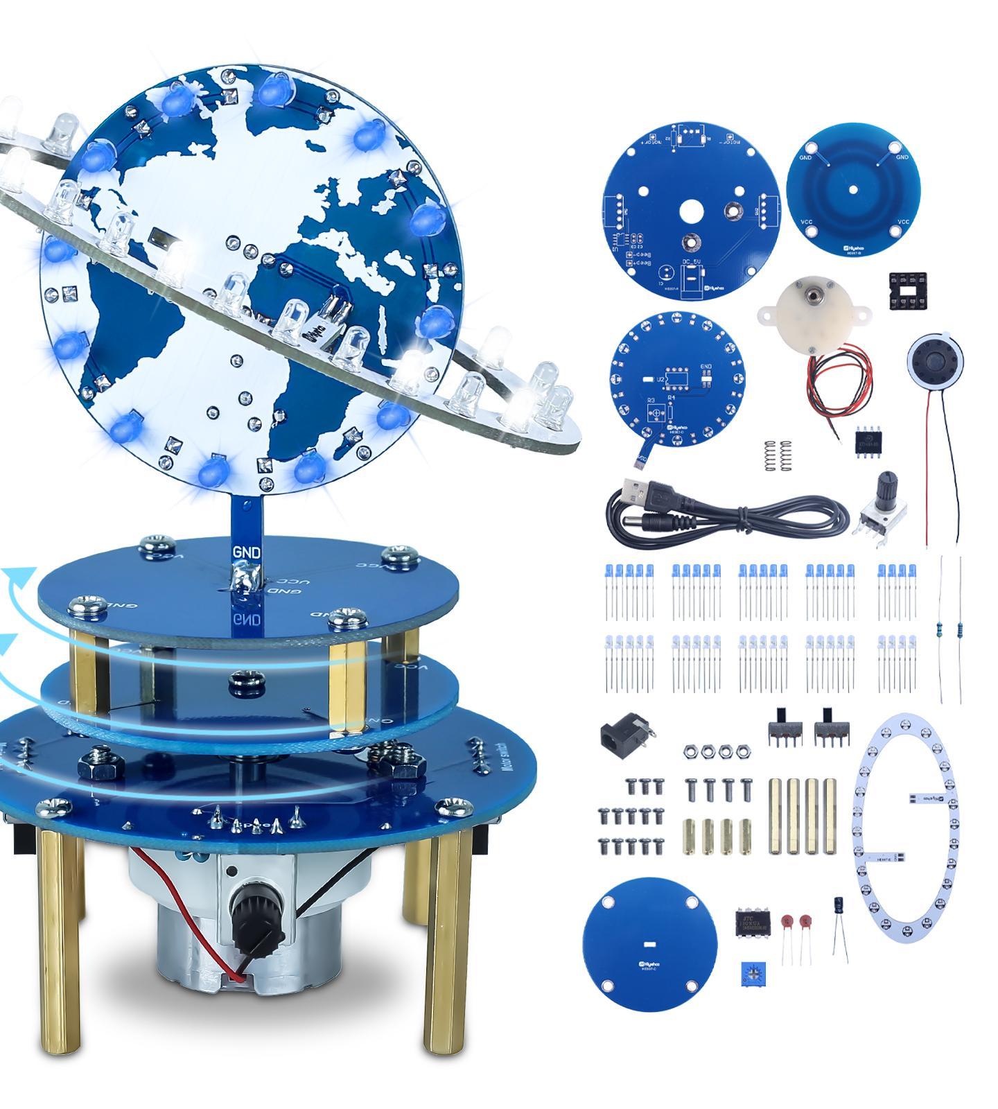 DIY Globe Planet Soldering Project Kit, PEMENOL Soldering Practice Electronics Kit