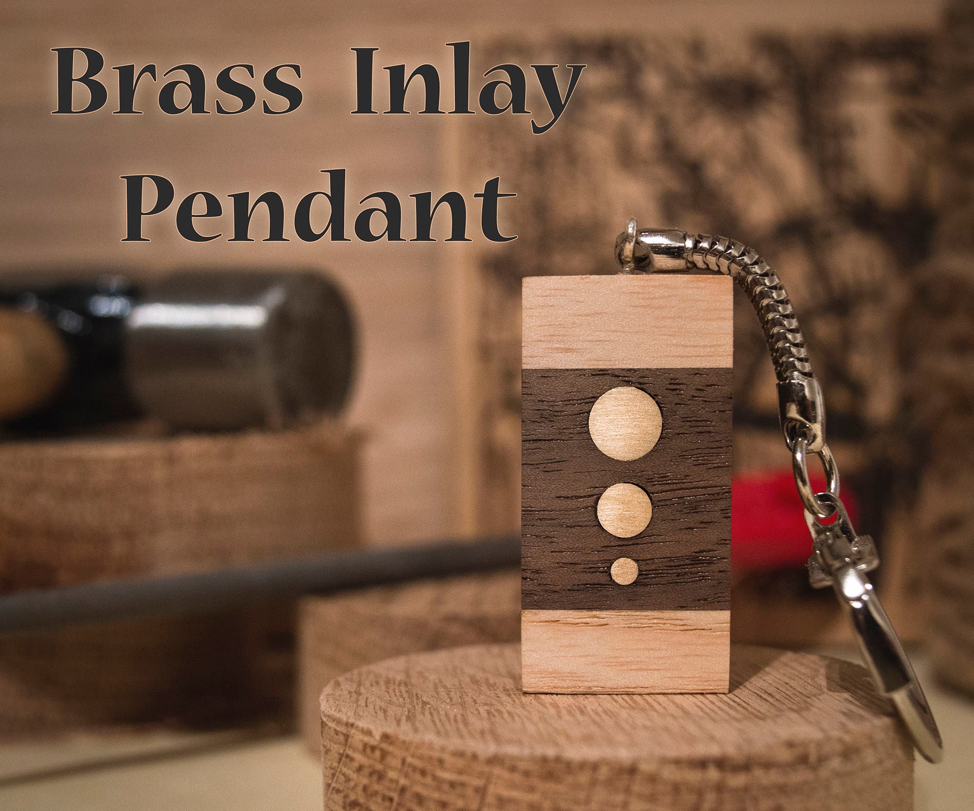 Easy Brass Inlay Wooden Pendant Gift