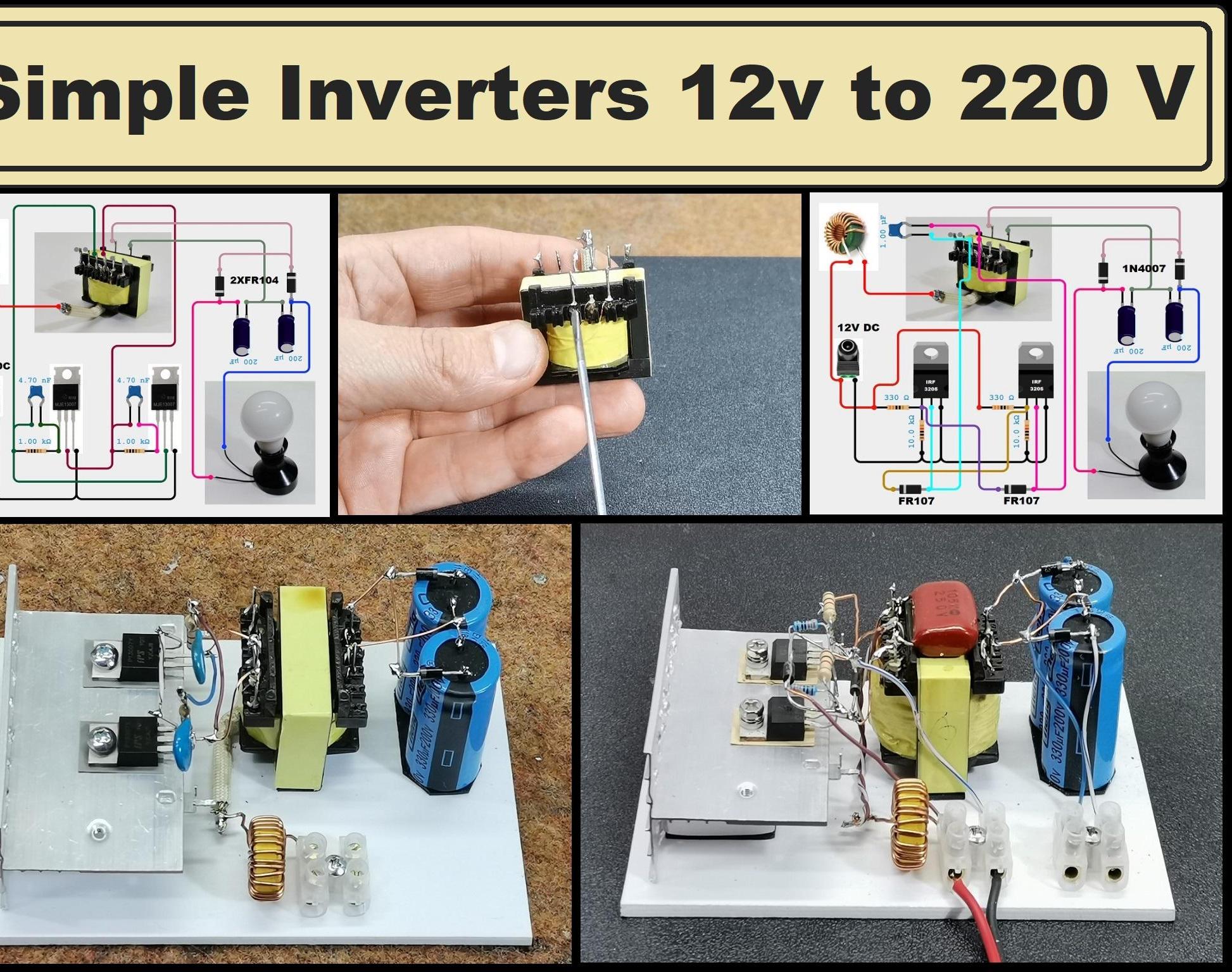 Simple Inverters 12V to 220V , Comparision, Testing, and Real Characteristics