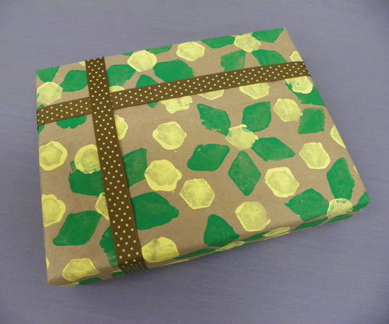 Potato Stamped Gift Wrap