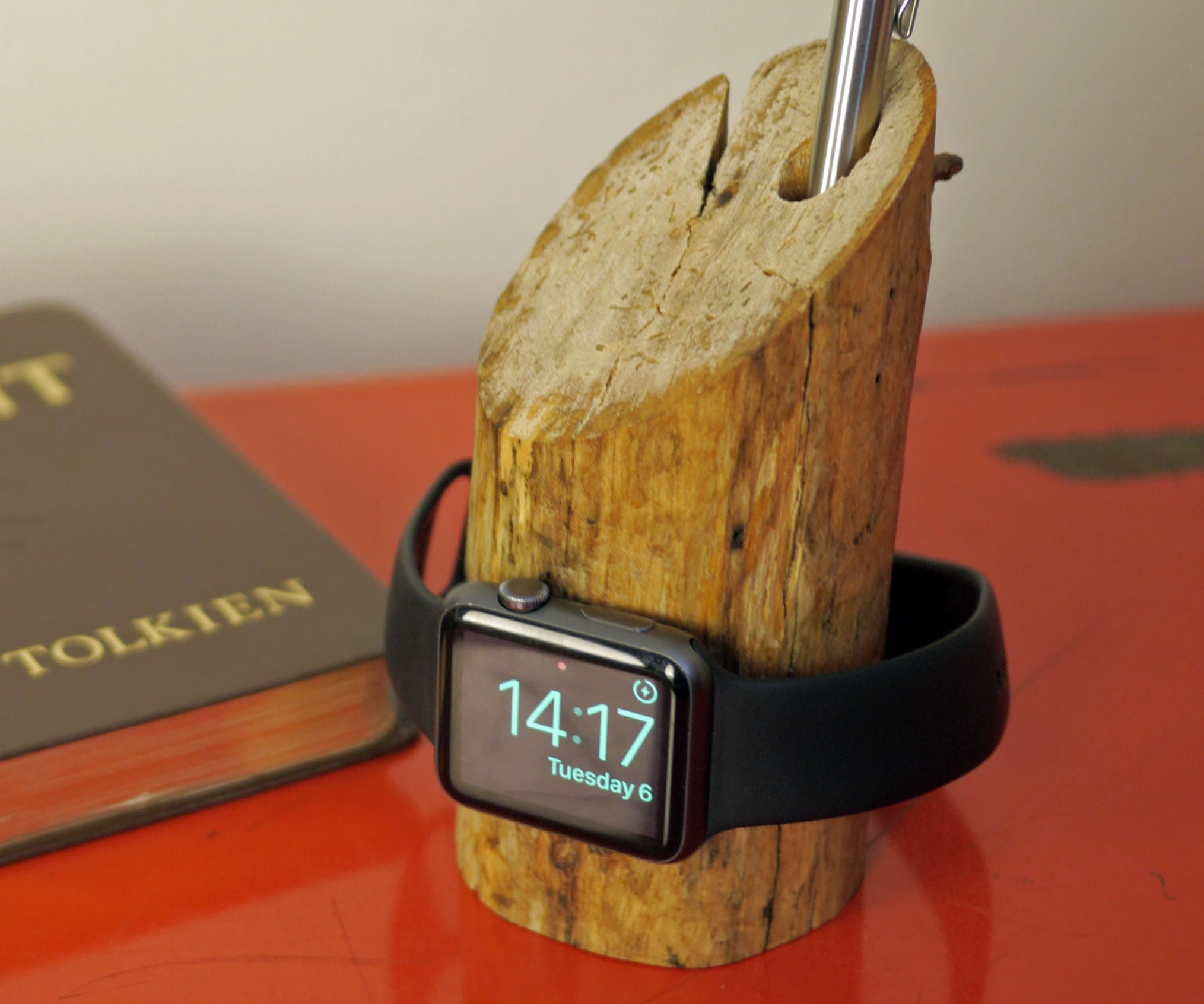 A Rustic Apple Watch Dock