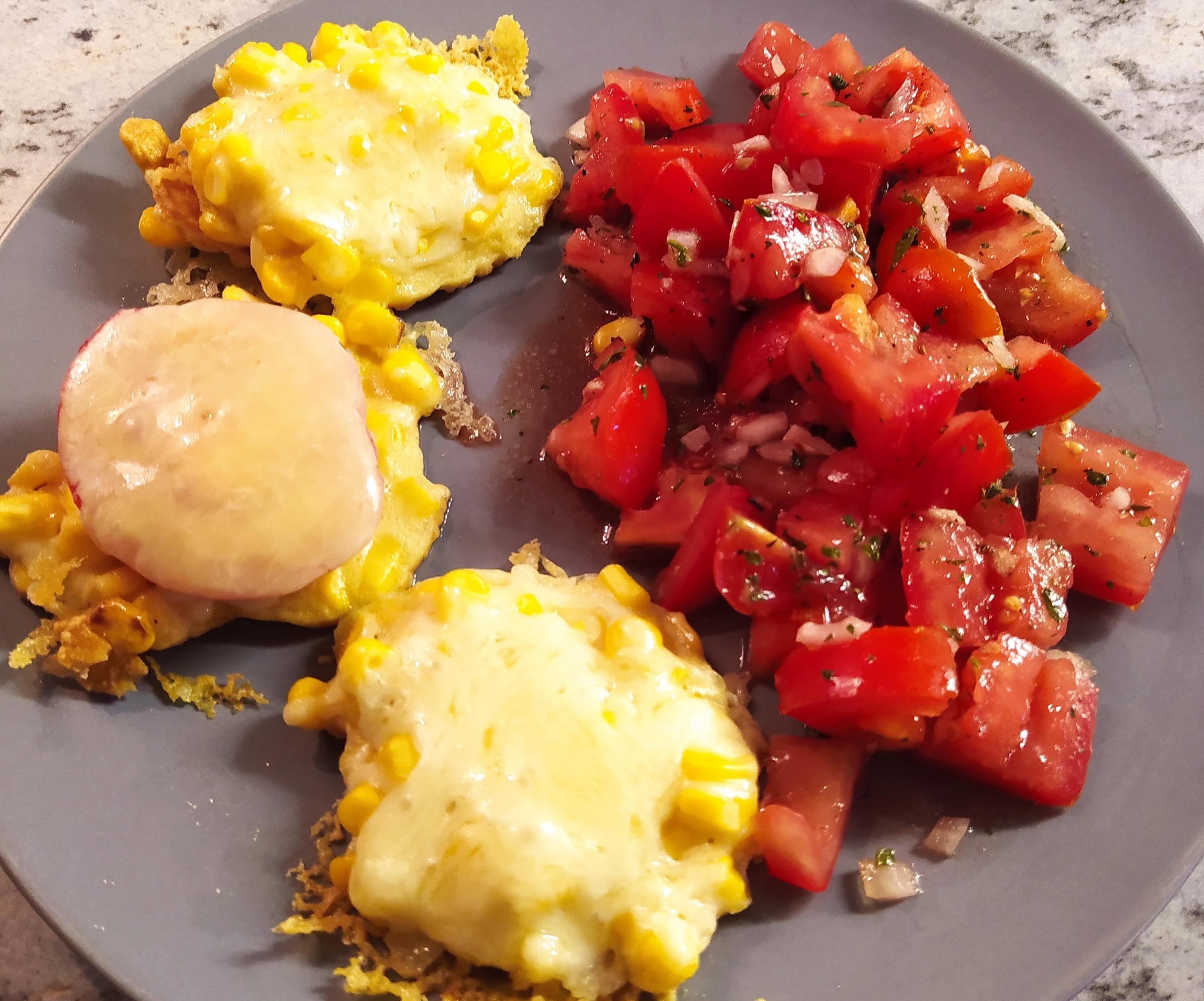 Corn Cheese Loaf With Tomato Salad - Quick Vegetarian Menu