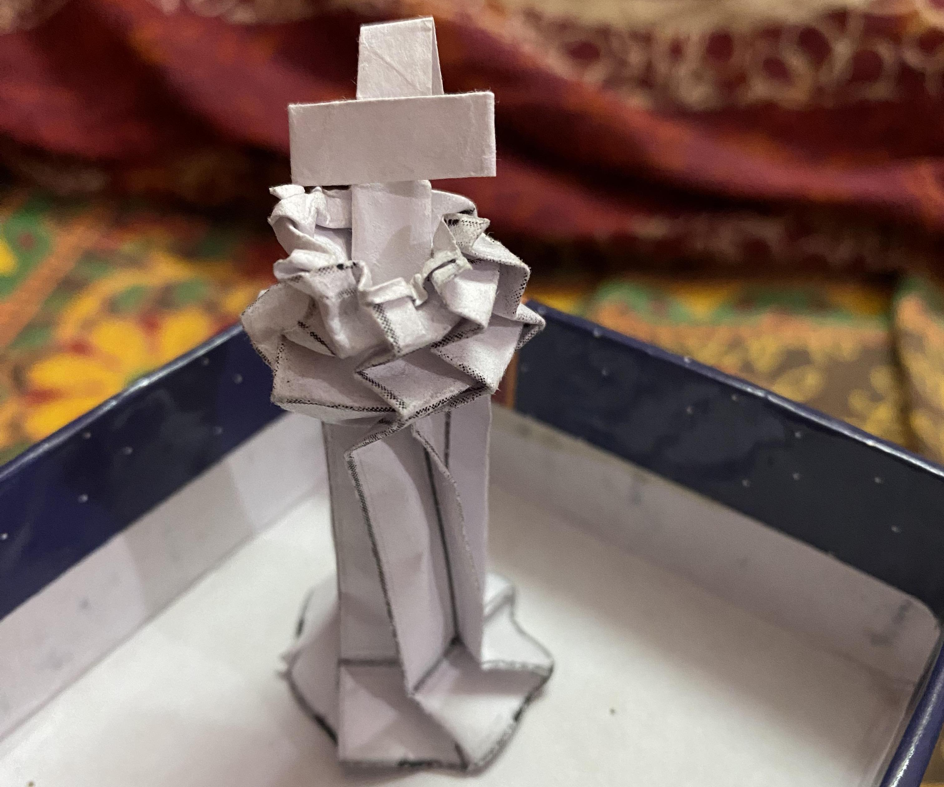 Origami Pleated Chess King and Queen