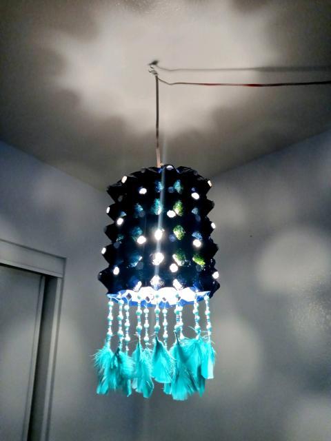 Egg Crates Transformed to Elegant Pendant Light Shade