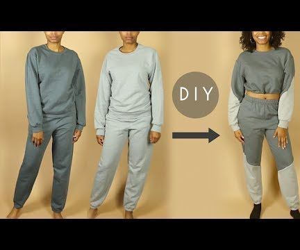 DIY Color Block Crop Top Sweatshirt & Sweatpants (Beginners Sewing)