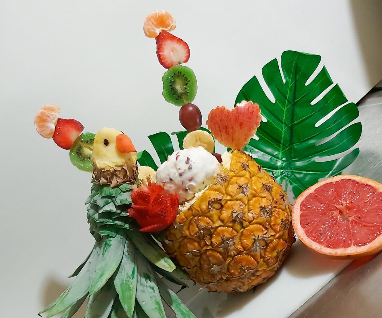 Tropical Parrot With Pineapple (fruit Salad)