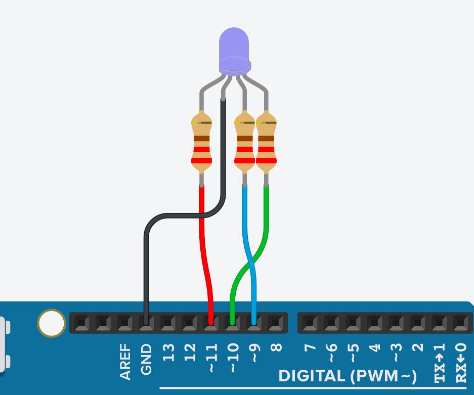 RGB LED Color Mixing With Arduino in Tinkercad