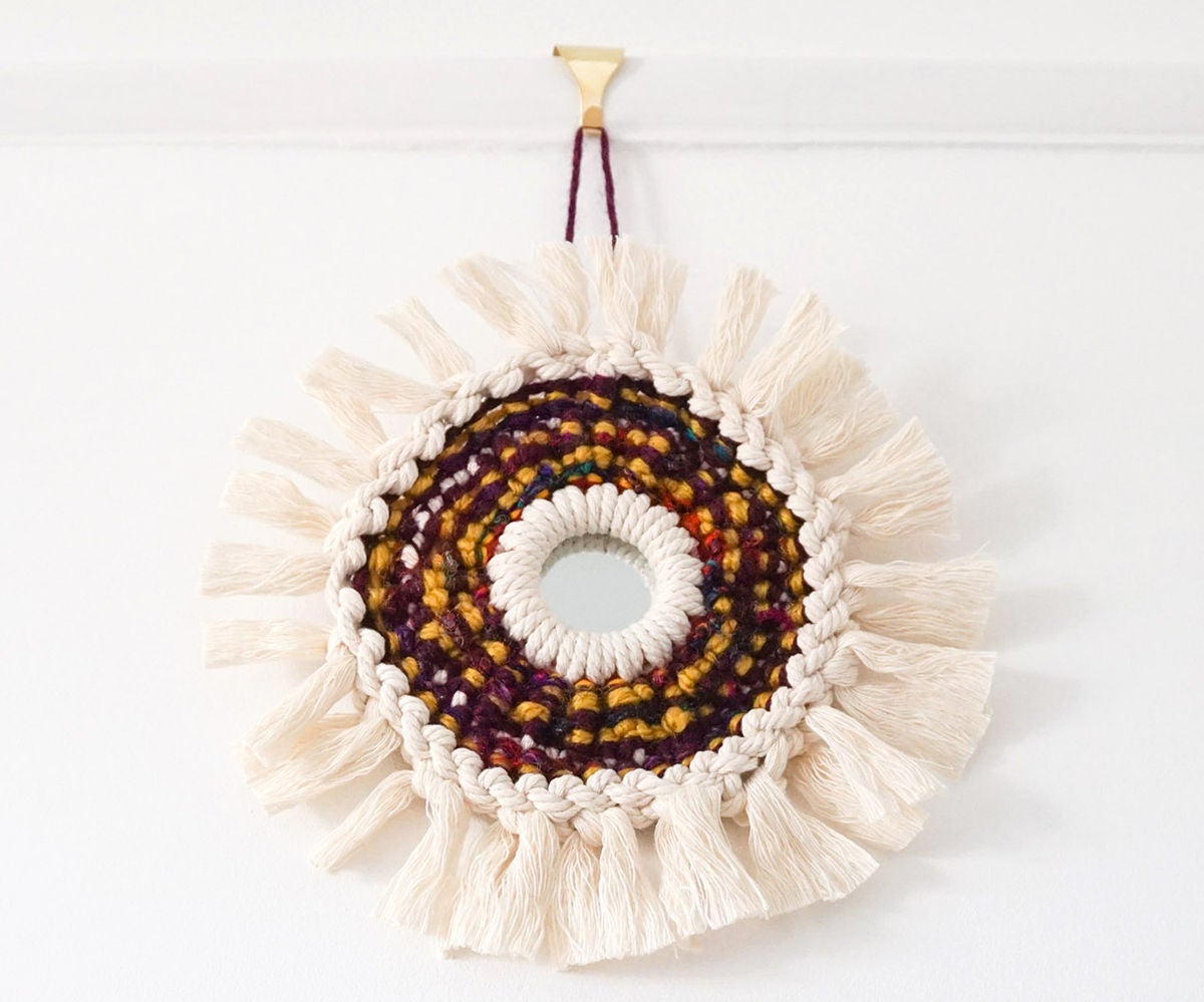 DIY Circular Macramé SUNBURST Ornament | Woven Rope & Fibre Mirror Project