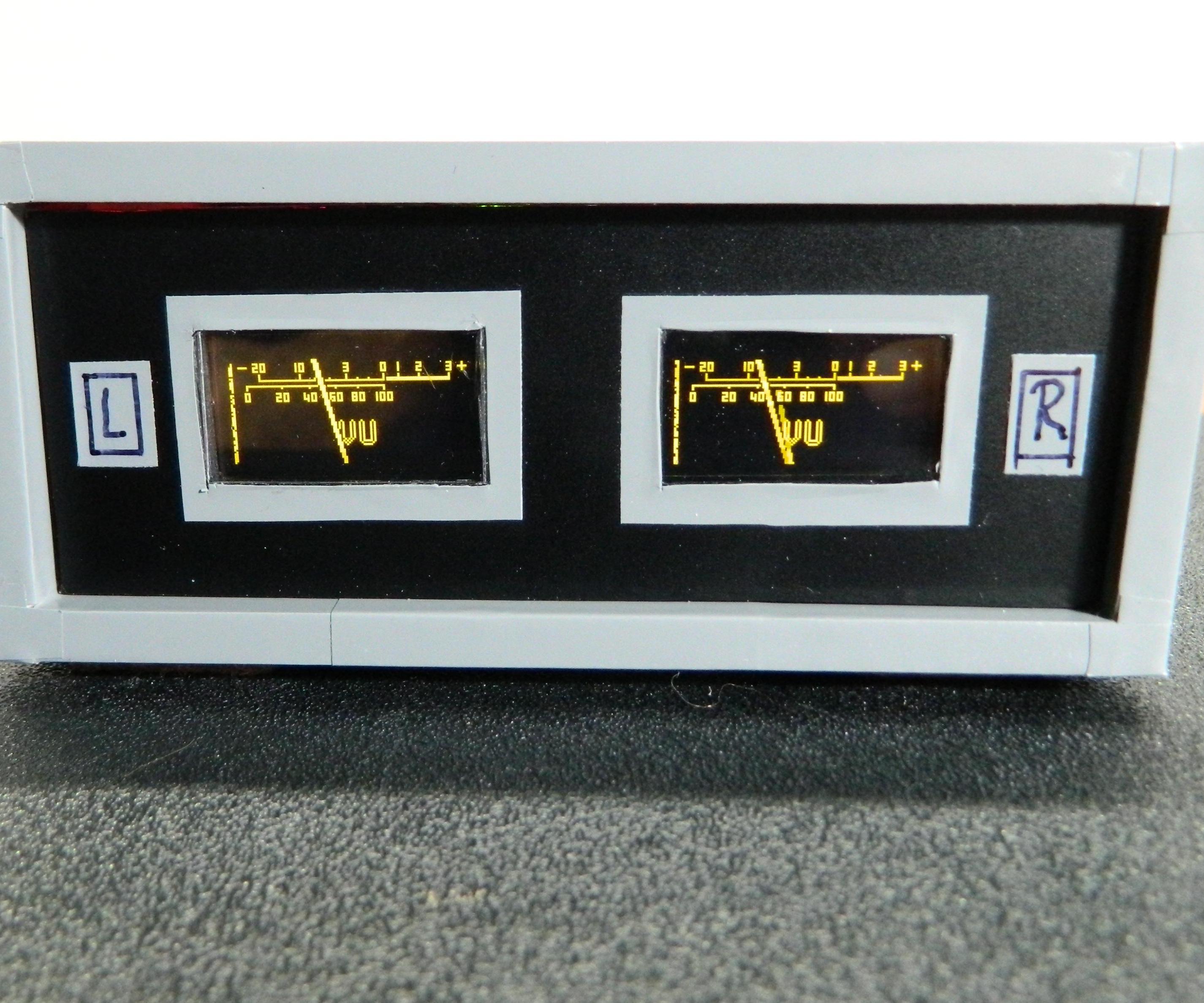 DIY Arduino Analog Style Stereo VU Meter on I2C Oled Displays