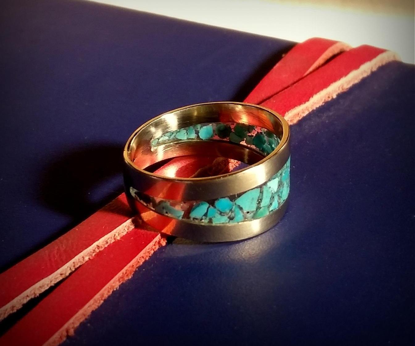 Hand-Forged Ring With CA Glue Inlay