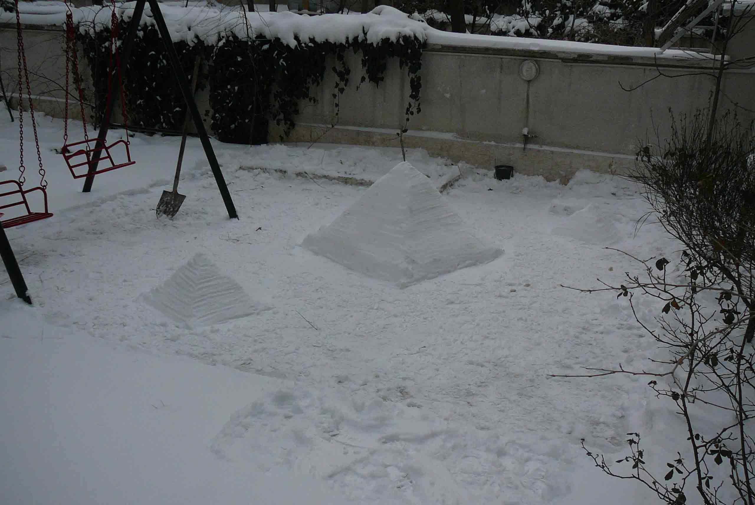 Making the "Pyramids of Giza" Out of Snow