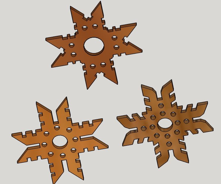 Wooden Snowflake and Star Ornaments