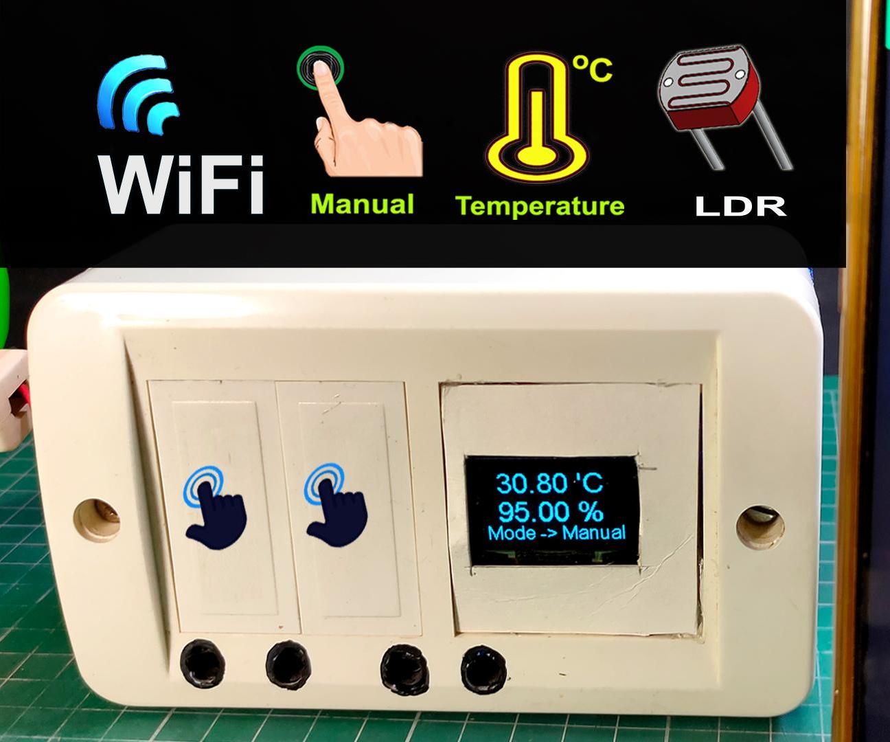 Home Automation With NodeMCU Touch Sensor LDR Temperature Control Relay