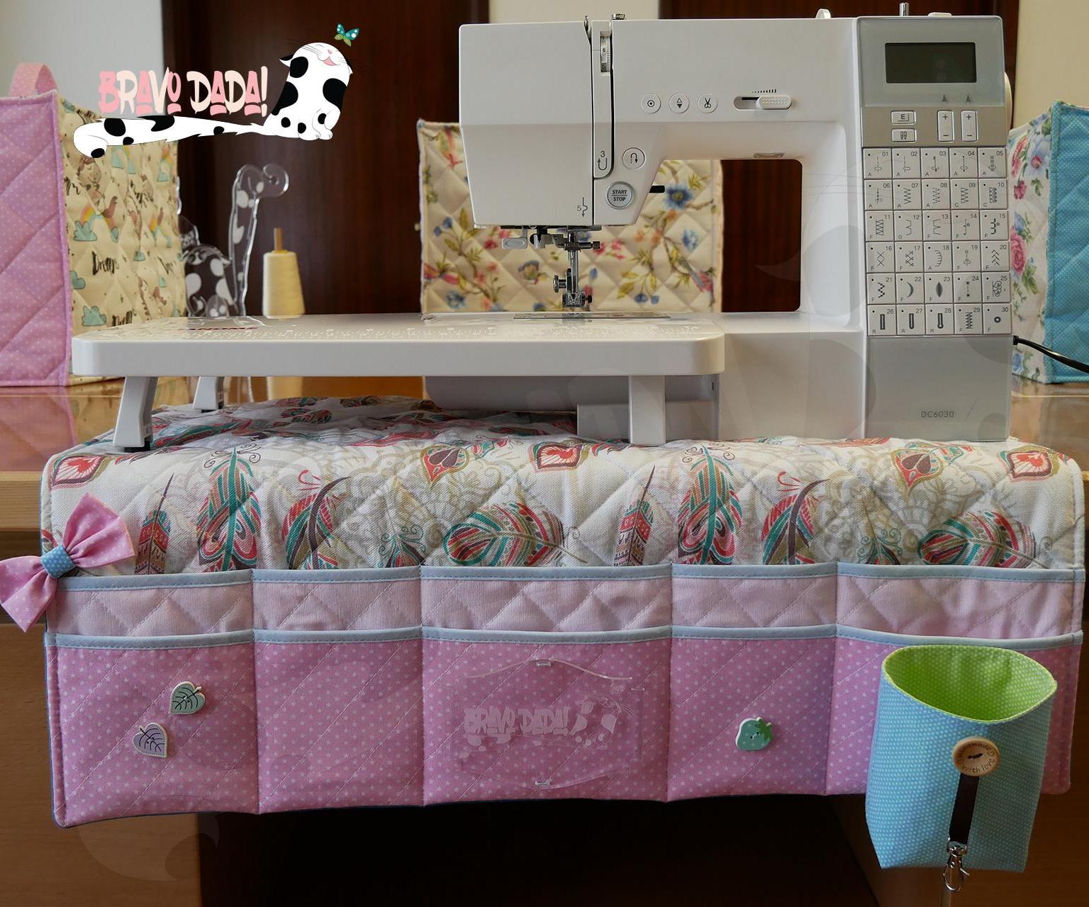 DIY How to Make a Quilted Sewing Machine Mat With Pockets and Thread Catcher - Bravo Dada! Sewing Tutorial