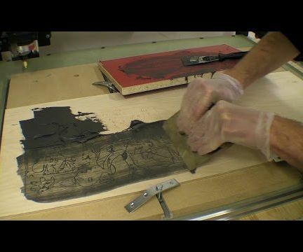 CNC Cut of Picasso's Guernica / Infilled With Pigmented Epoxy Filler 