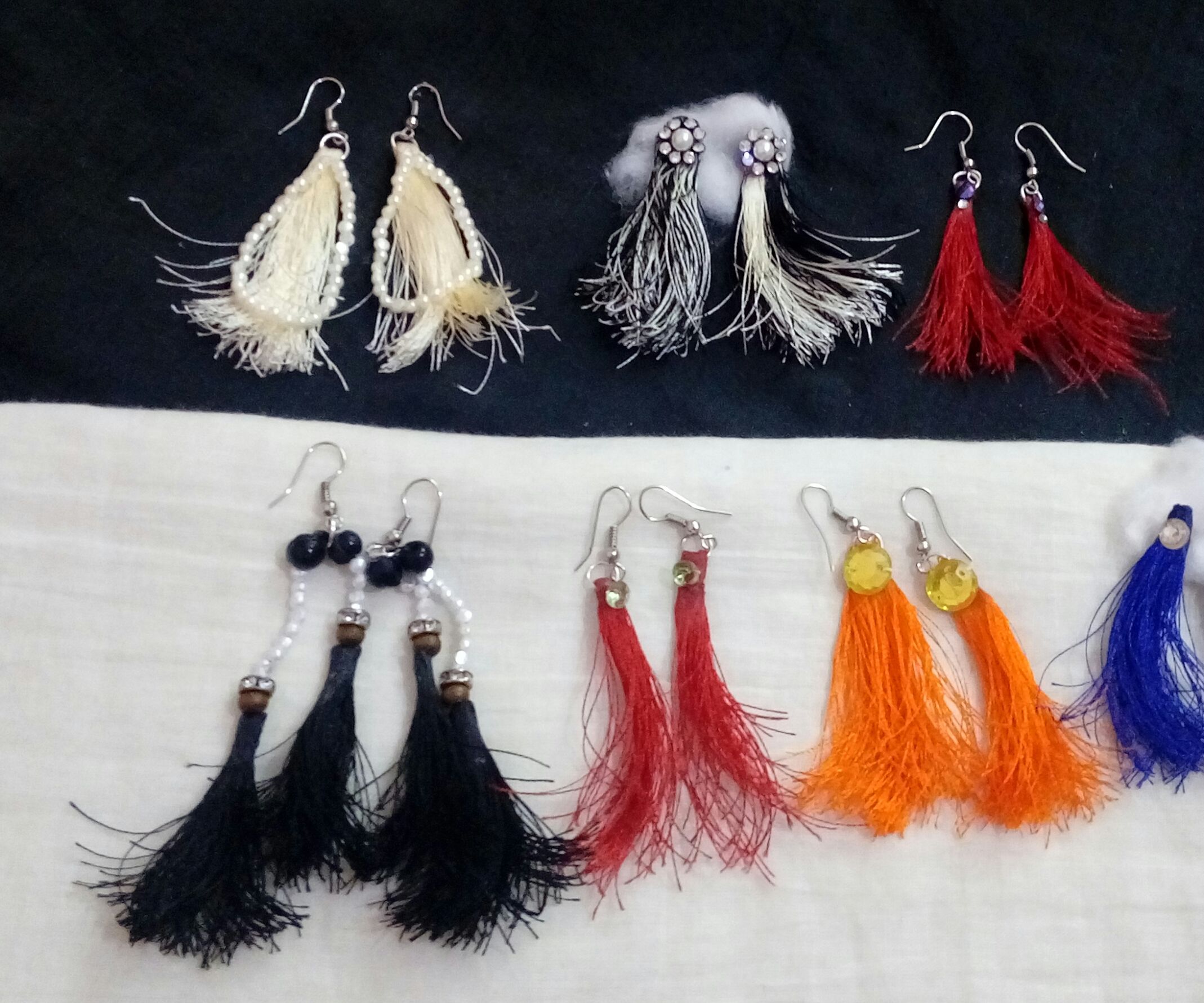 Matching Silk Thread Tassel Earrings 