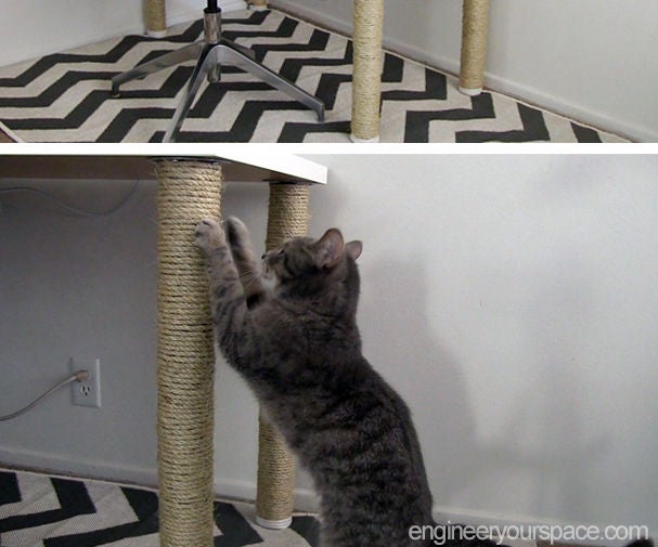 DIY Scratching Post Desk Legs