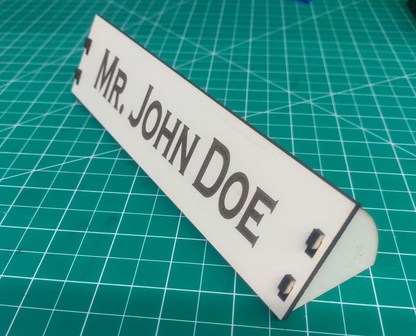 Laser Cut Desk Name Plate (No Glue Version)