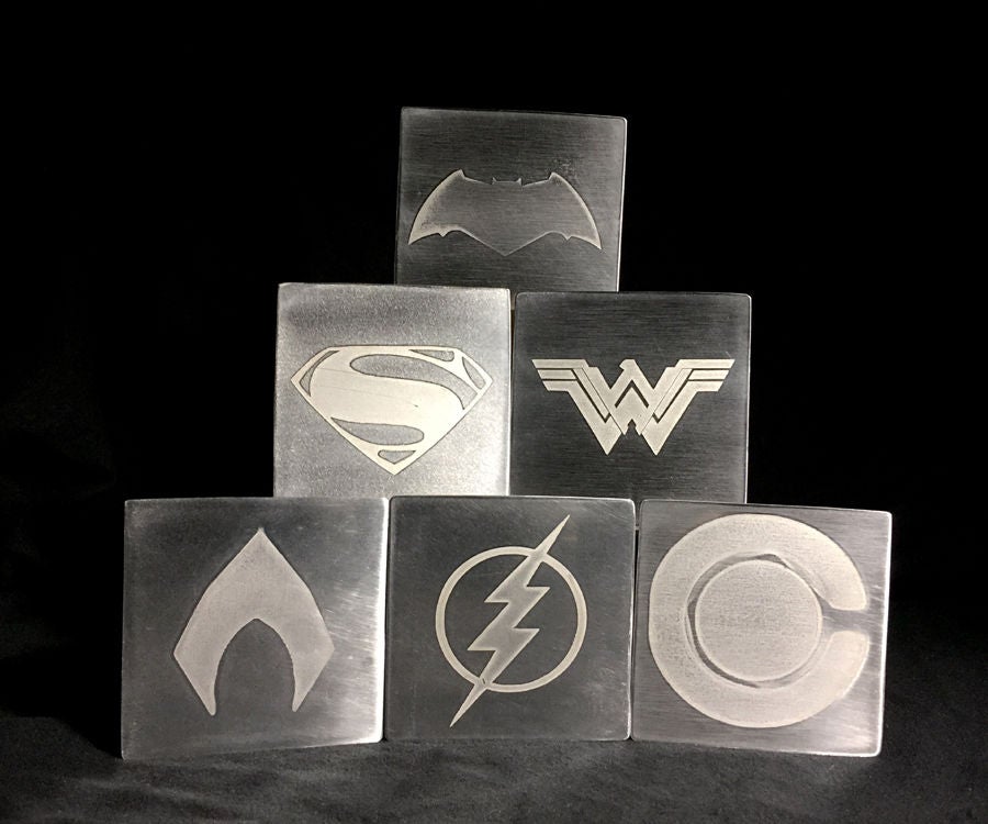 Justice League Coasters - DIY - Acid Etching