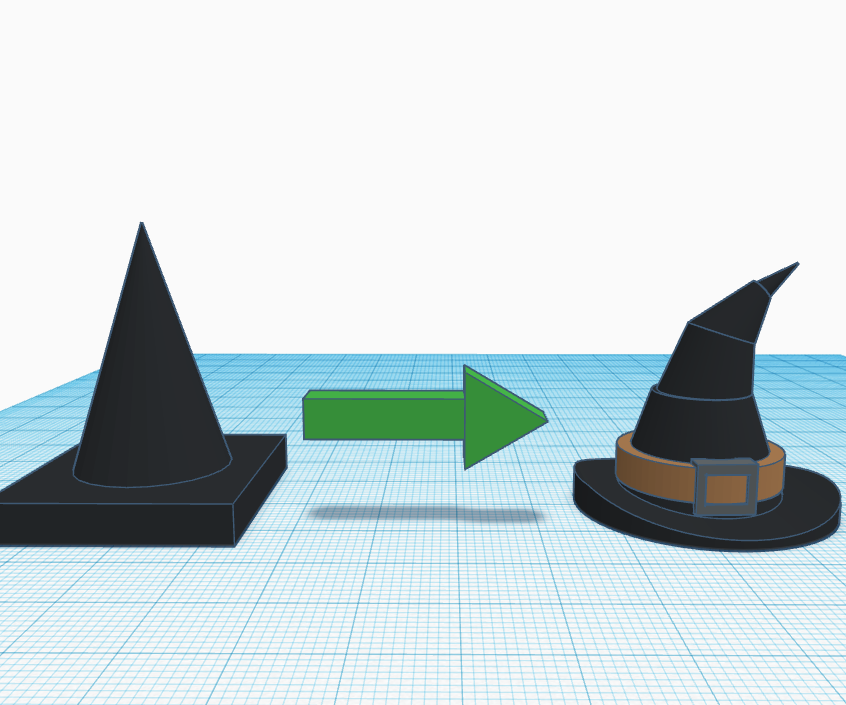 From Witch Hat to Styly Witch Hat, Using Only Basic Shapes.