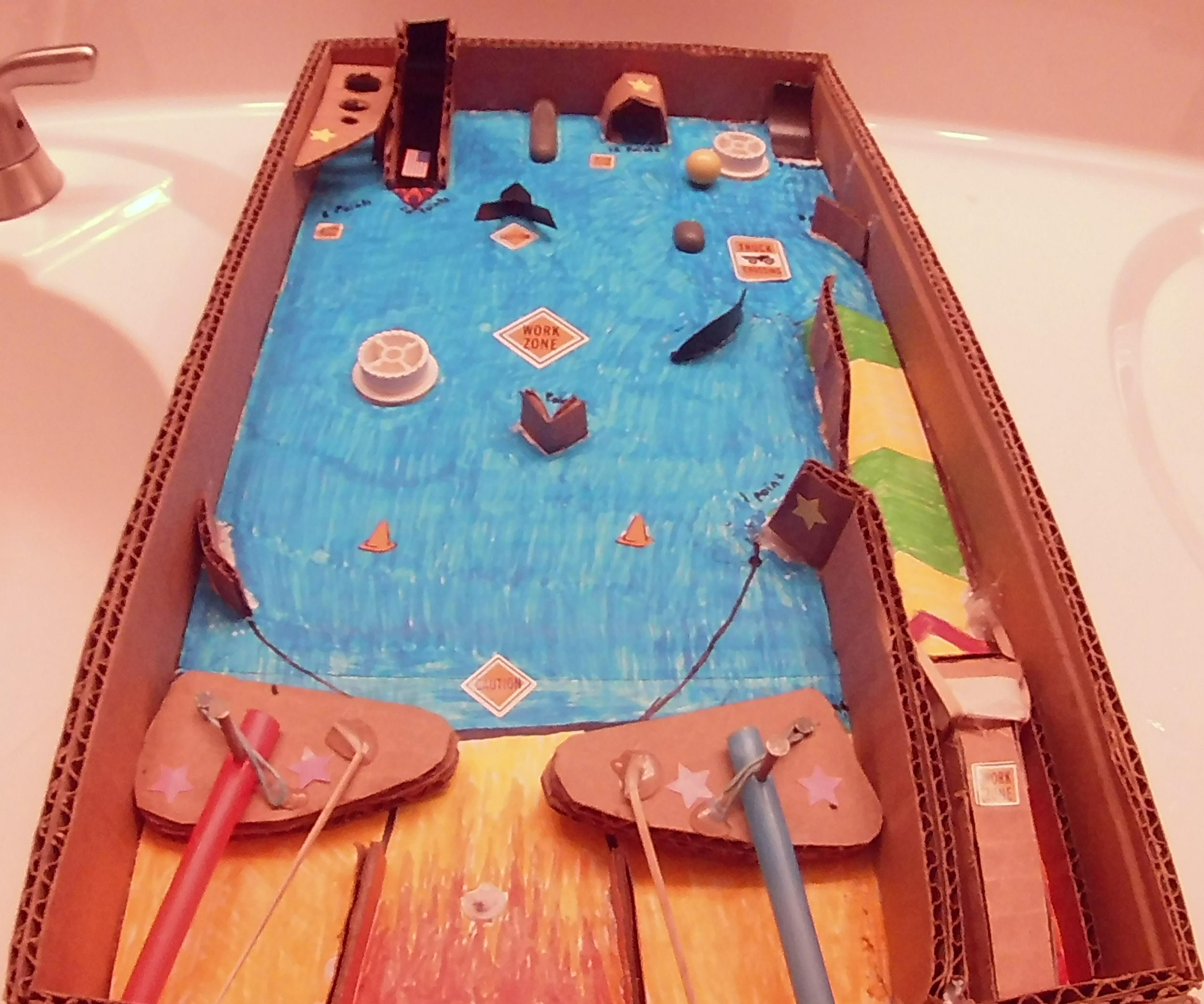 Easy Recycled Cardboard Tabletop Pinball Game