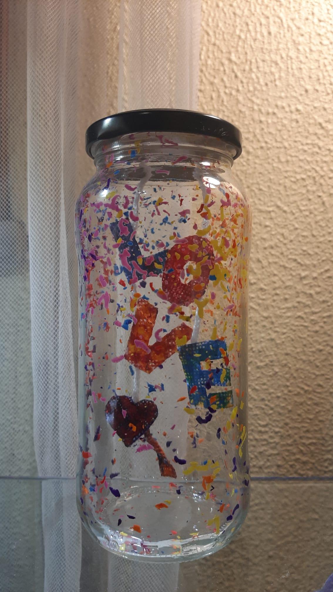 Colourful Glass Jar With Crayons