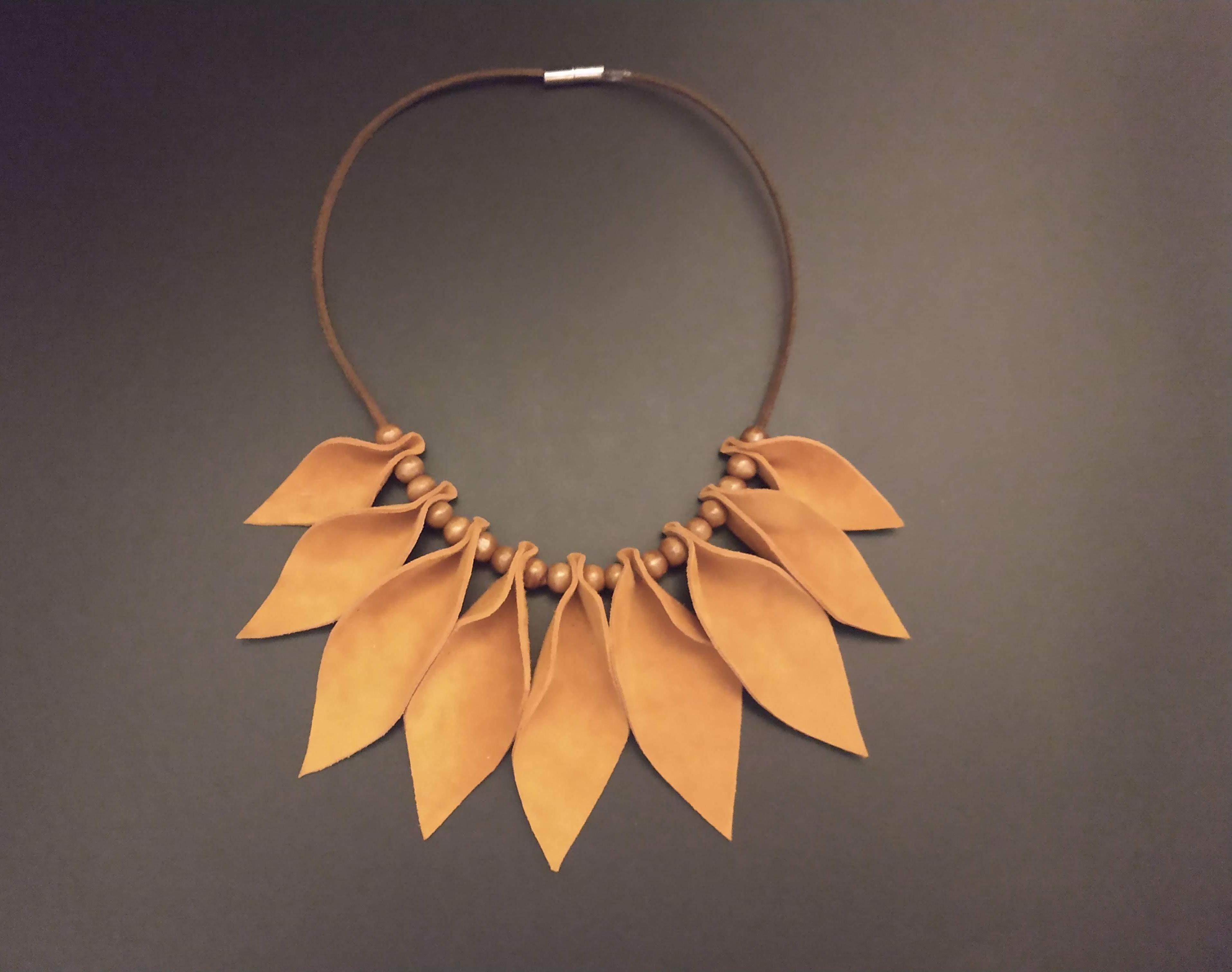 Orange Suede Statement Necklace