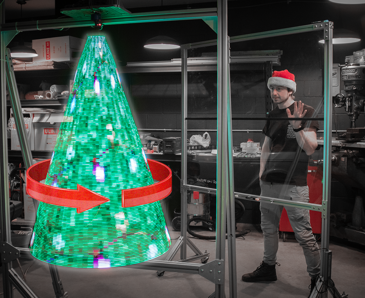 Giant Spinning Holographic Christmas Tree Display