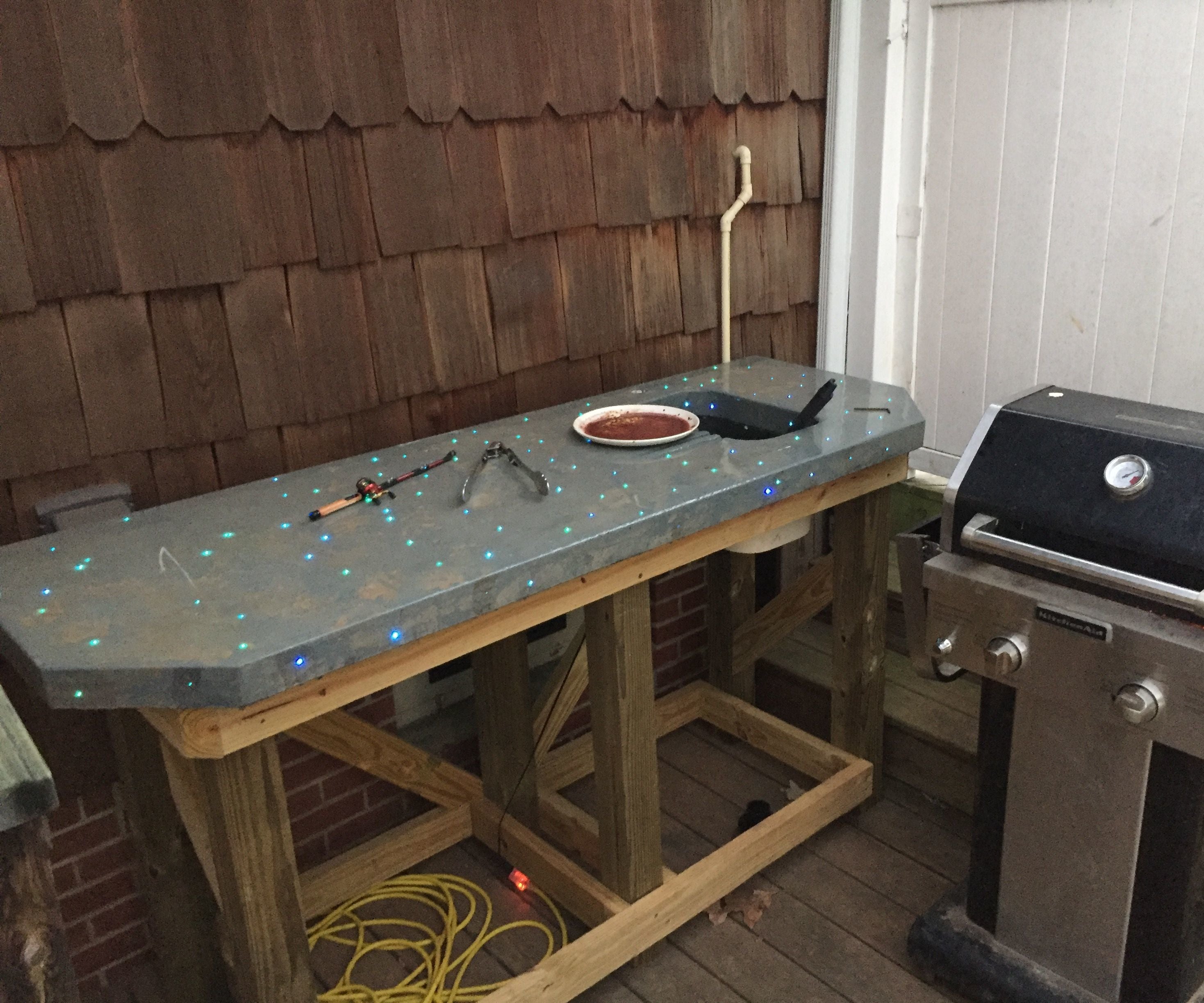 Fiber-Optic Accented Outdoor Concrete Bartop/Table 