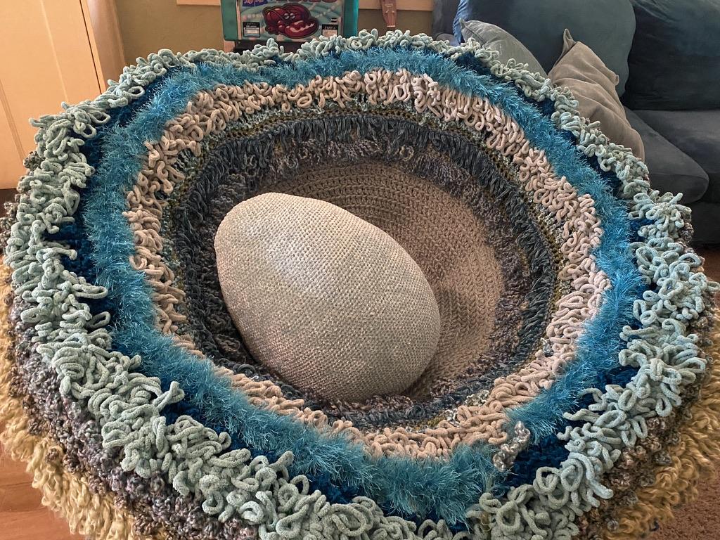 Crochet Papasan Chair Nest Cover and Crochet Egg Pillow