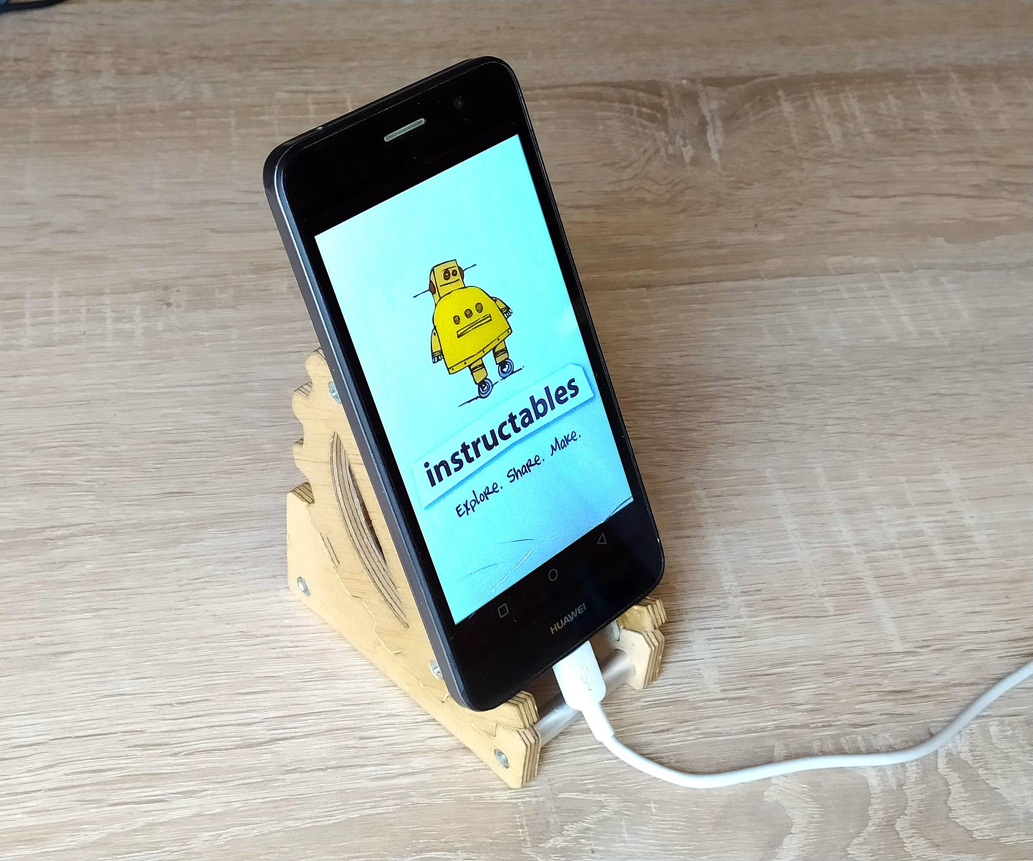 Adjustable Plywood and Aluminium Phone Holder