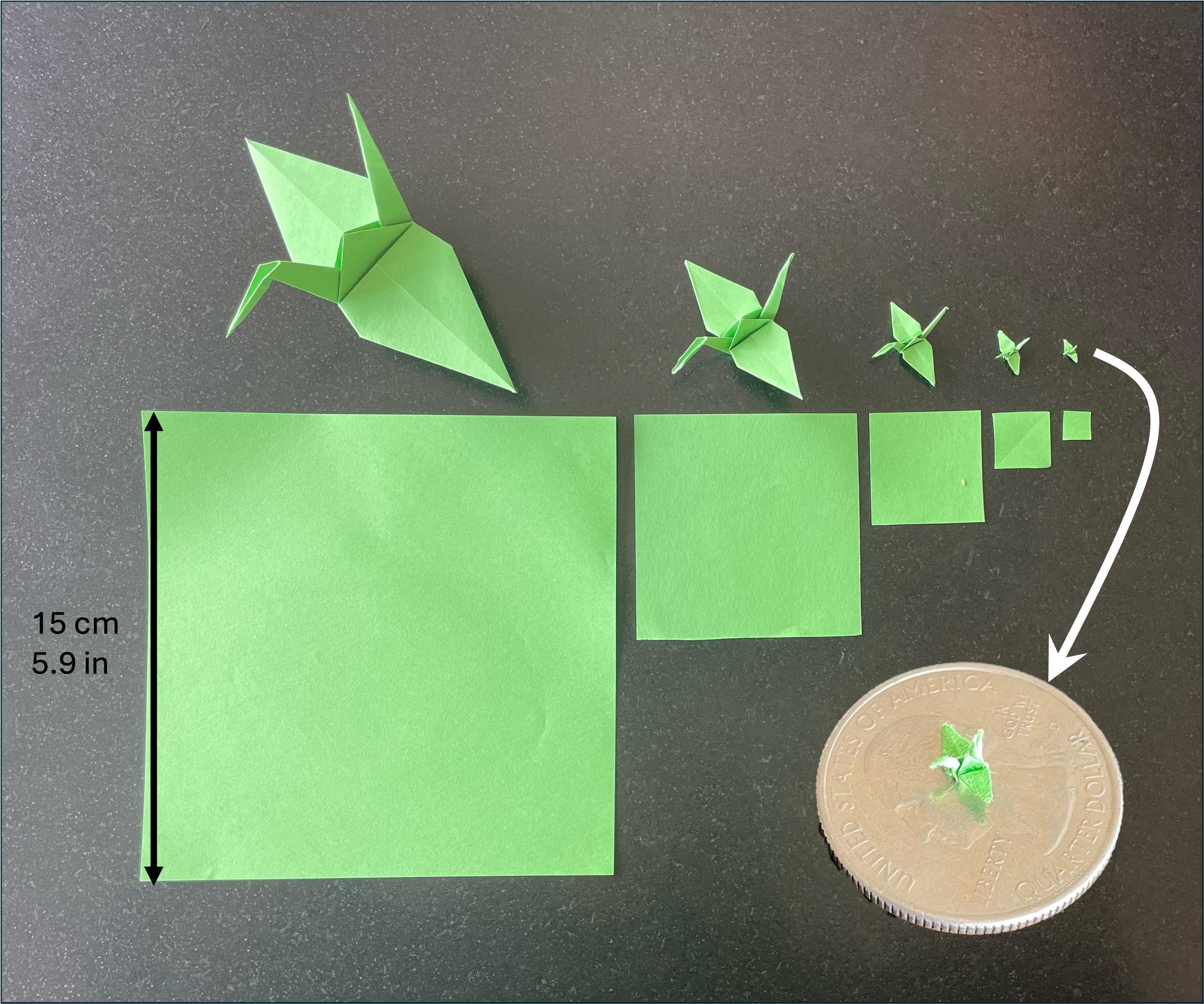 Miniaturizing Origami Paper Cranes