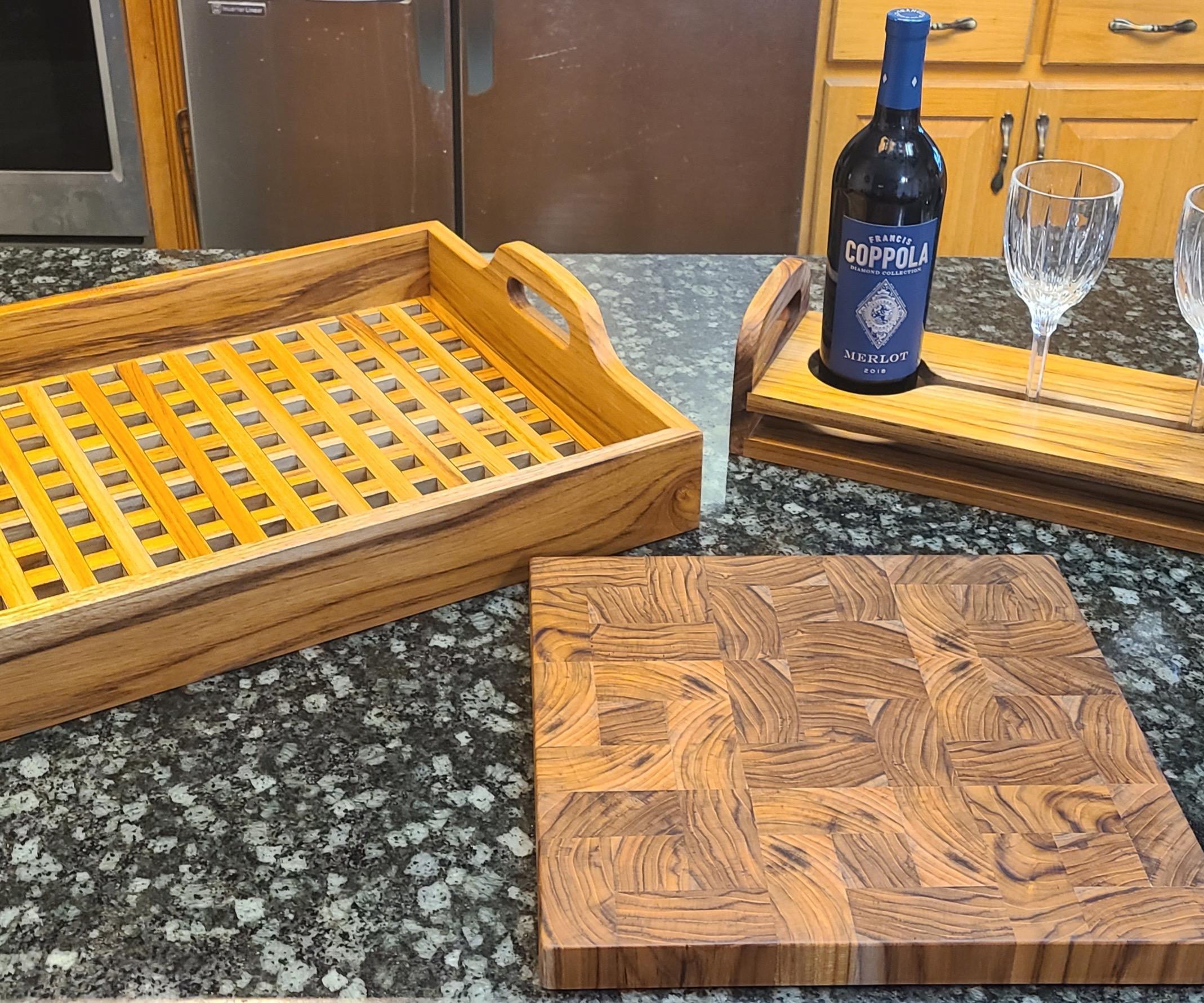 Solid Teak Wine and Charcuterie Serving Set